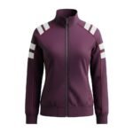 Womens rugby jacket in hot pink color full front view showing lightweight athletic fit and sporty design