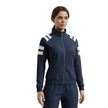 Womens rugby jacket model view showing lightweight athletic fit styled for everyday and sports use