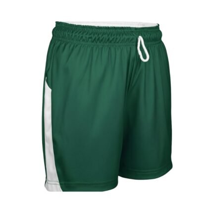 Front view of women’s rugby shorts in dark color with elastic waistband, curved hem, and small front logo icon, displayed on a plain background.