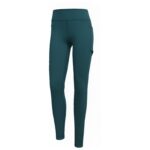 Deep turquoise women's high waist tennis leggings with stretch performance fabric and pockets