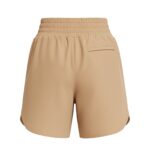 Back view of women’s high-waisted tennis shorts, showing wide waistband, curved hem, and smooth rear panel.