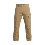 Assorted industrial workwear pants in multiple colors arranged side by side.
