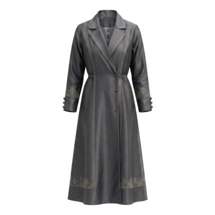 Front view of black abaya for women displayed without model