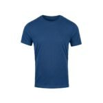 Blue crew neck t‑shirt displayed flat against a plain white background.