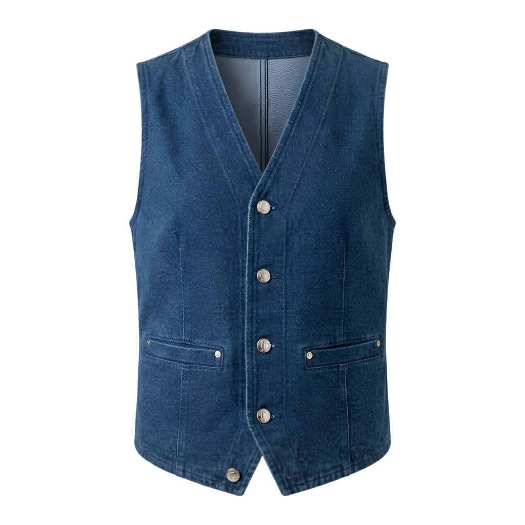 blue denim vest Blue Denim Vest |Breathable Sleeveless Jean Waistcoat - Image 1