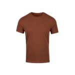 Brown crew neck t‑shirt displayed flat against a plain white background.