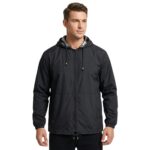 Man wearing a camping jacket, front view on a plain background.