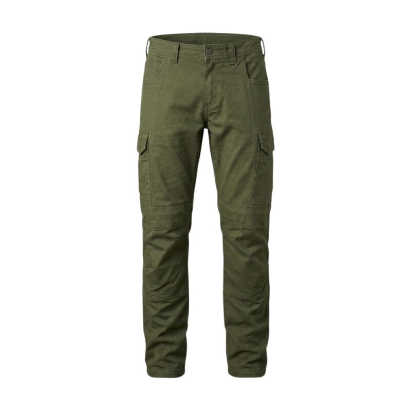 Custom olive green cargo work pants with side pockets and knee reinforcements – custom workwear trousers