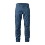 Custom steel blue cargo work pants with side pockets and knee reinforcements – custom workwear trousers