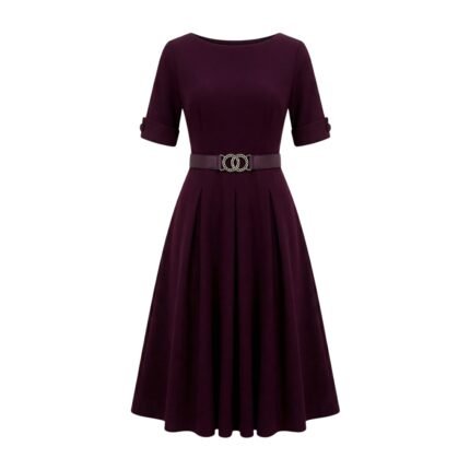 Maroon casual dress for women front view on a plain background.