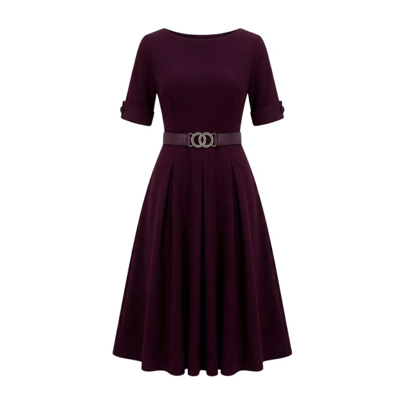 Maroon casual dress for women front view on a plain background.