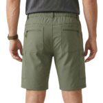Male model wearing men’s casual shorts back view, showing relaxed fit and rear pocket placement.