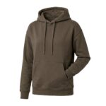 Custom warm gray classic pullover hoodie with kangaroo pocket on ghost mannequin – custom casual apparel