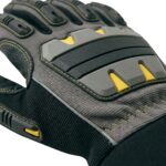 Close-up view of workwear glove, showing fabric and stitching details.