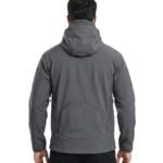Model wearing a hiking jacket shown from the back view.