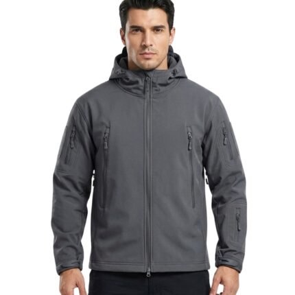 Model wearing a hiking jacket shown from the front.