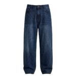 Hip-hop style baggy jeans in indigo blue.