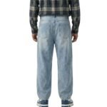Back view of a model wearing hip-hop baggy jeans.