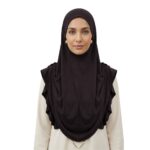 Pure black Islamic women’s hijab, full-coverage modest fashion headscarf.