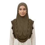 Warm gray Islamic women’s hijab, modest fashion headscarf.