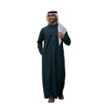 Dark teal kandura thawb displayed on a plain background.