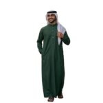 Deep forest green kandura thawb displayed on a plain background.