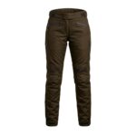Brown ladies’ motorbike pants displayed on a plain background, showing full-length protective riding trousers for women.