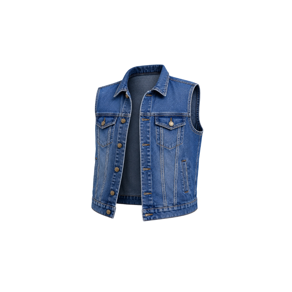 mens denim vest Mens Denim Vest | Comfortable Versatile Sleeveless Jean Jacket - Image 1