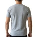 Back view of a model wearing a men’s graphic tee.
