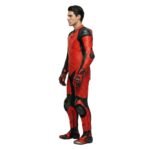 Male model wearing a men’s motorbike suit side view, showing the profile fit of a full-length protective one-piece riding suit.
