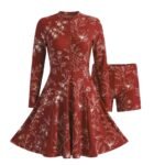 Women’s modest full-coverage swimwear in dark red color