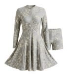 Women’s modest full-coverage swimwear in silver gray color