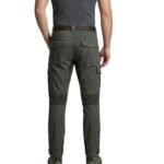 Male model wearing men’s motorbike pants back view, showing full-length protective riding trousers from behind.