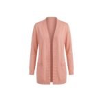 Peach long cardigan for women on white background