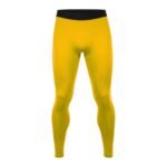Premium rugby leggings in butter yellow color full front view showing athletic fit and smooth finish