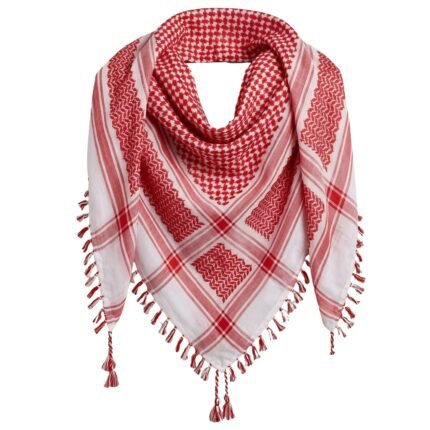 Traditional shemagh kufiya scarf folded and laid flat.