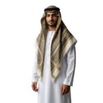 Earthy brown traditional shemagh kufiya scarf.