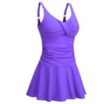 Women’s bright purple modest skirted swimwear set