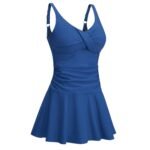 Women’s deep blue modest skirted swimwear set