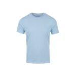 Sky blue crew neck t‑shirt displayed flat against a plain white background.