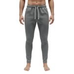 Full front view of soccer sweat pants laid flat, featuring an elastic waistband with drawstring, tapered legs, and cuffed ankles for a relaxed athletic fit.