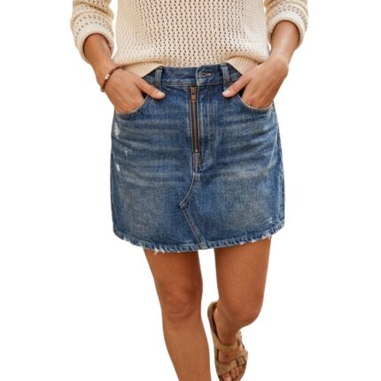 Custom trendy denim mini skirt wear showcasing Y2K retro style, manufactured by Eco Jersey Limited