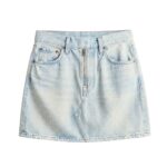 White and blue custom denim mini skirt color variant, manufactured by Eco Jersey Limited