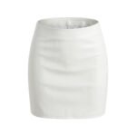 White faux leather mini skirt with high waist