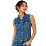 Womens Denim Vest |Modern Sleeveless Jean Waistcoat - Image 2