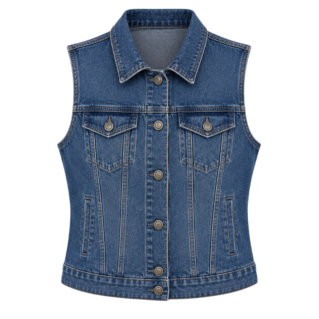 womens denim vest Womens Denim Vest |Modern Sleeveless Jean Waistcoat - Image 1