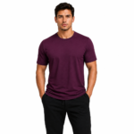 Men's plum colored athletic t-shirt wholesale – custom crew neck performance tee by Eco Jersey