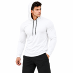 White athletic hoodie wholesale – soft breathable short sleeve workout top manufacturer by Eco Jersey