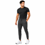 Gray colored athletic joggers wholesale – adjustable waist secure zipper pocket tapered sweatpants by Eco Jersey