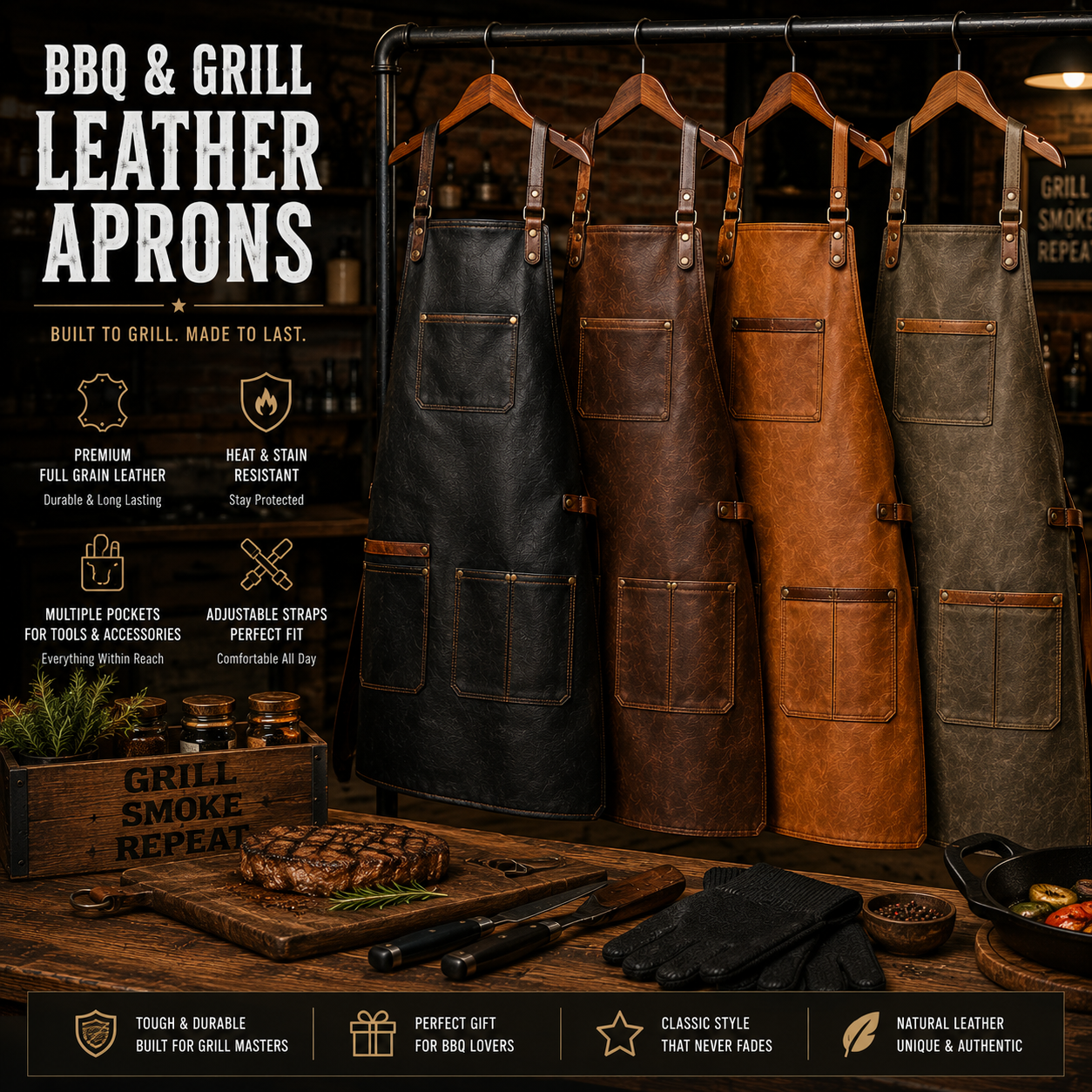 BBQ and Grill Leather Aprons Manufacturer – Custom BBQ and grill leather aprons wholesale by Eco Jersey